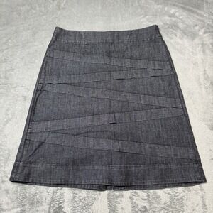 VTG Y2K Nie + Zoe Cross‎ Stripe All Denim Skirt Size 6 Grunge Goth Indie